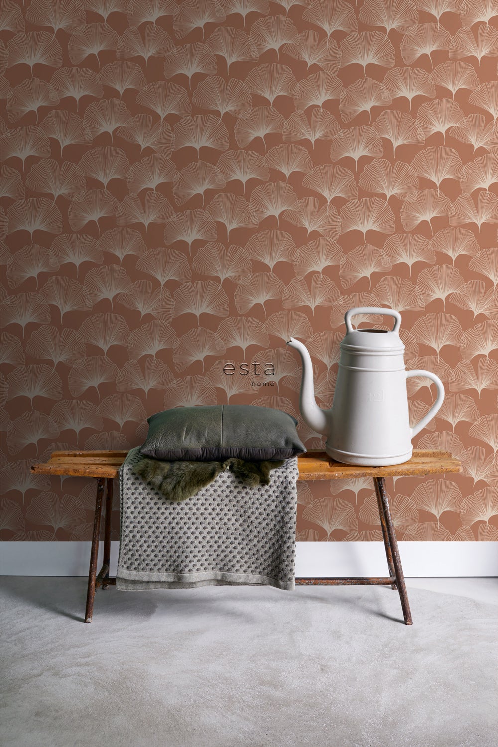 Papier peint feuilles de ginkgo terracotta - 53 cm x 10.05 m - ESTAhome - 5