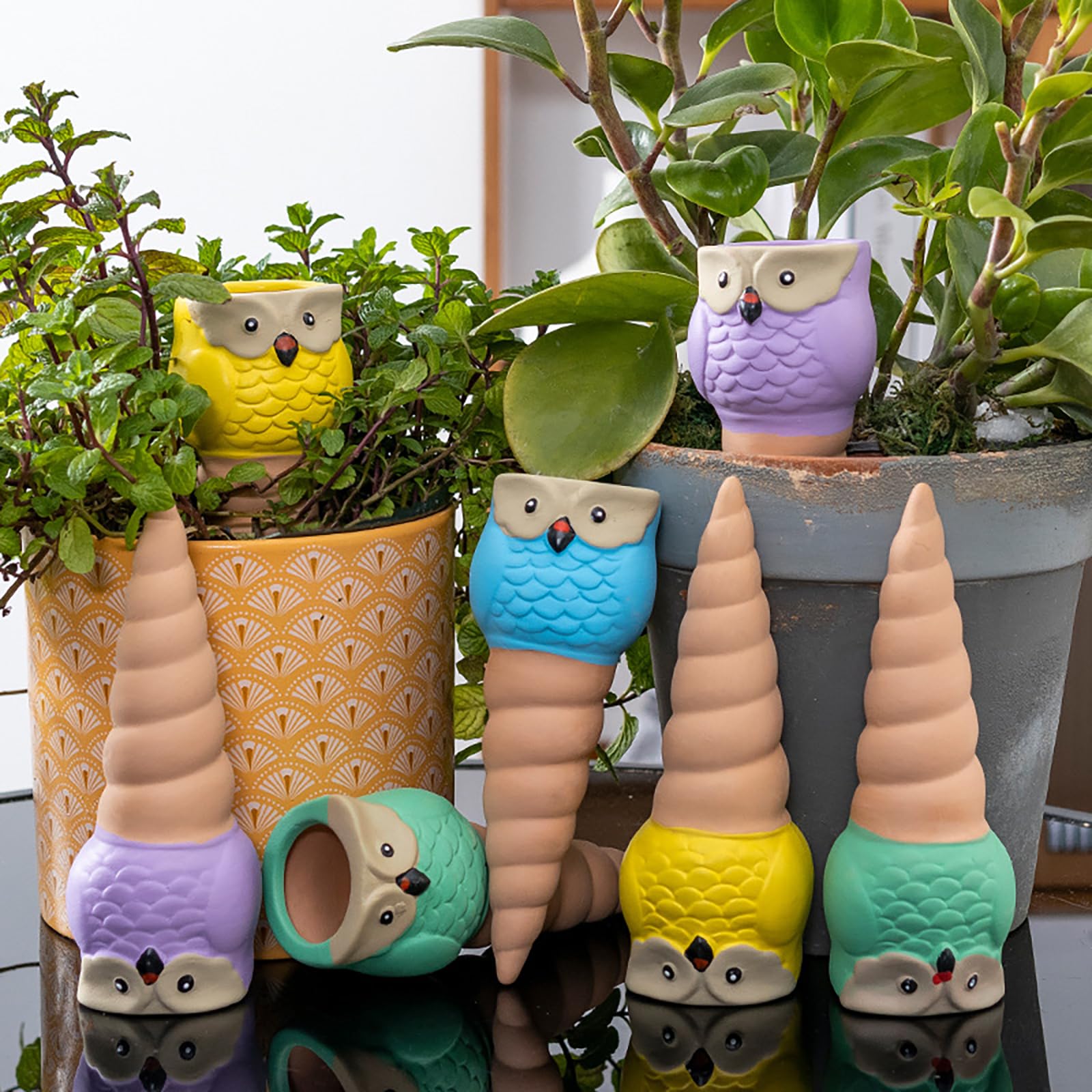Oyas a Planter Terre Cuite, 4 Pièces Arrosage Goutte à Goutte Ollas Terre Cuite Arrosage Automatique Plantes Irrigation Goutte a Goutte Bouteille - 2