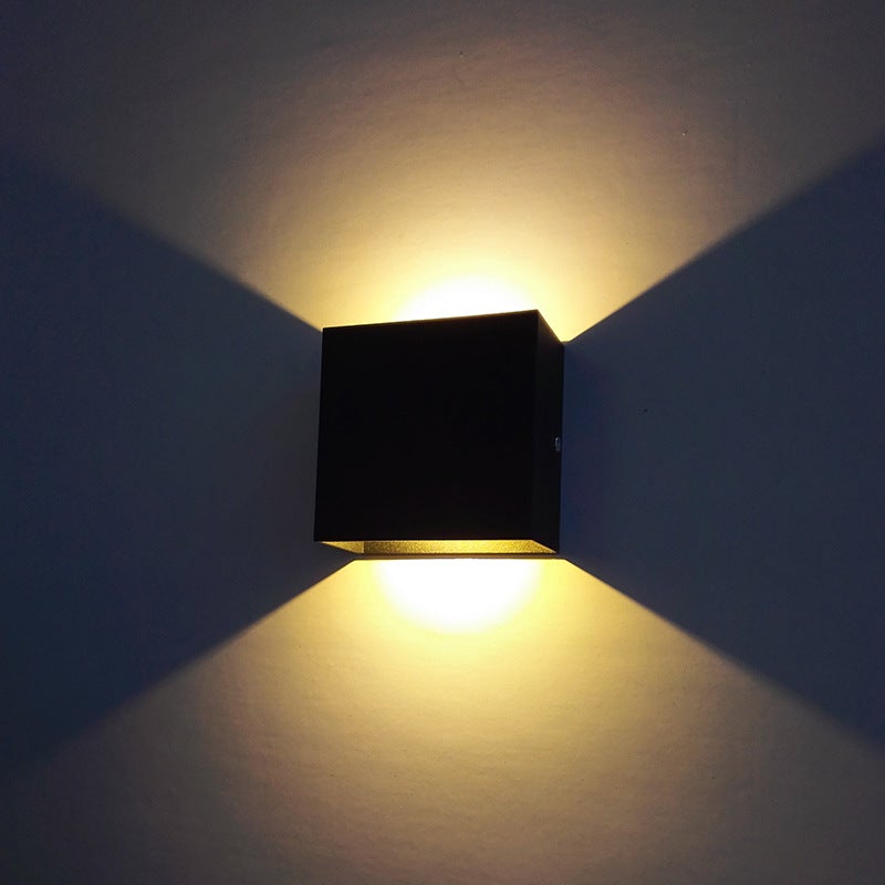 Aplique led de 6w, aplique interior moderno, cuadrado negro, 3000k, para dormitorio, sala de estar