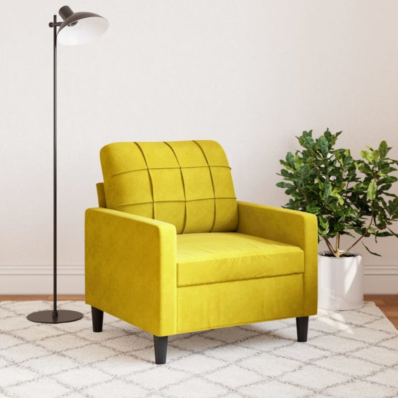 vidaXL Poltrona Giallo 60 cm Velluto - 3