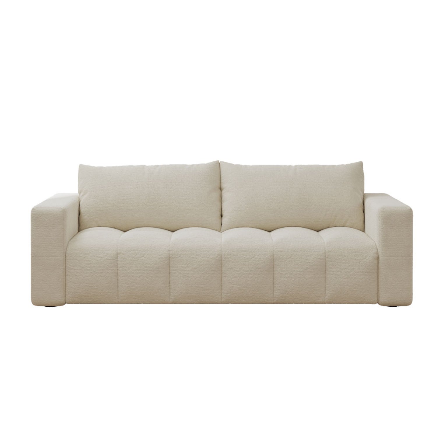 Canapé convertible 3 places avec coffre en bouclette beige CANTERBURY - 2