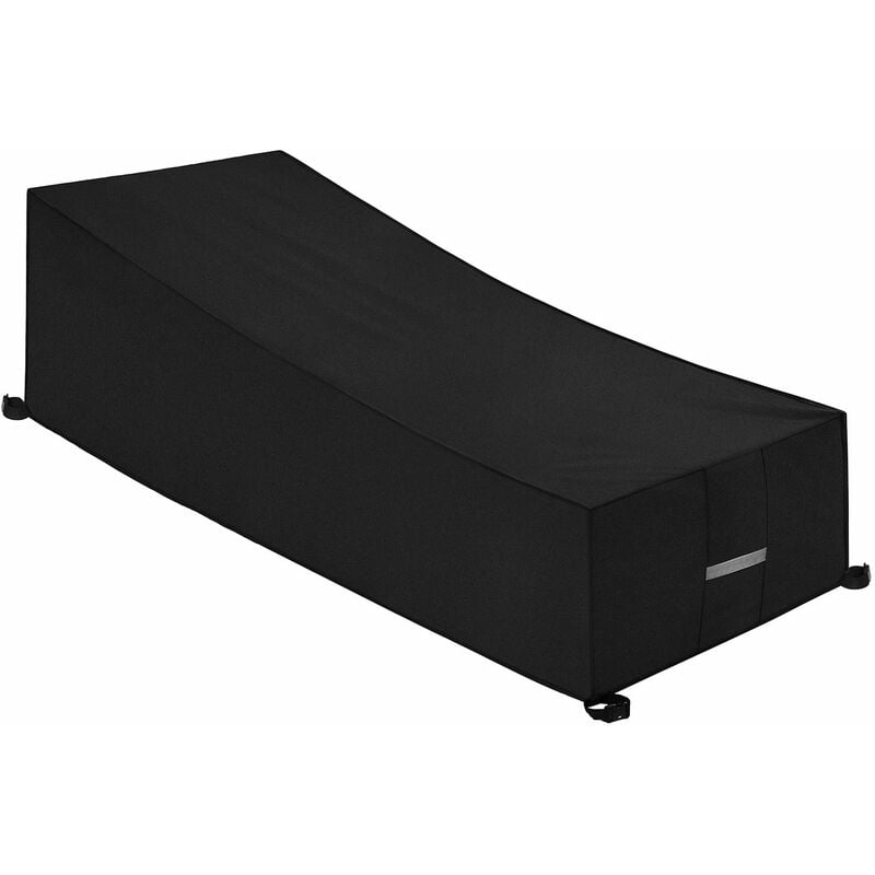 (210x75x40/80 cm) - Czarny pokrowiec na leżak ogrodowy z otworami wentylacyjnymi, wykonany z wytrzymałej tkaniny Oxford 210D, wodoodporny, wiatroszcz