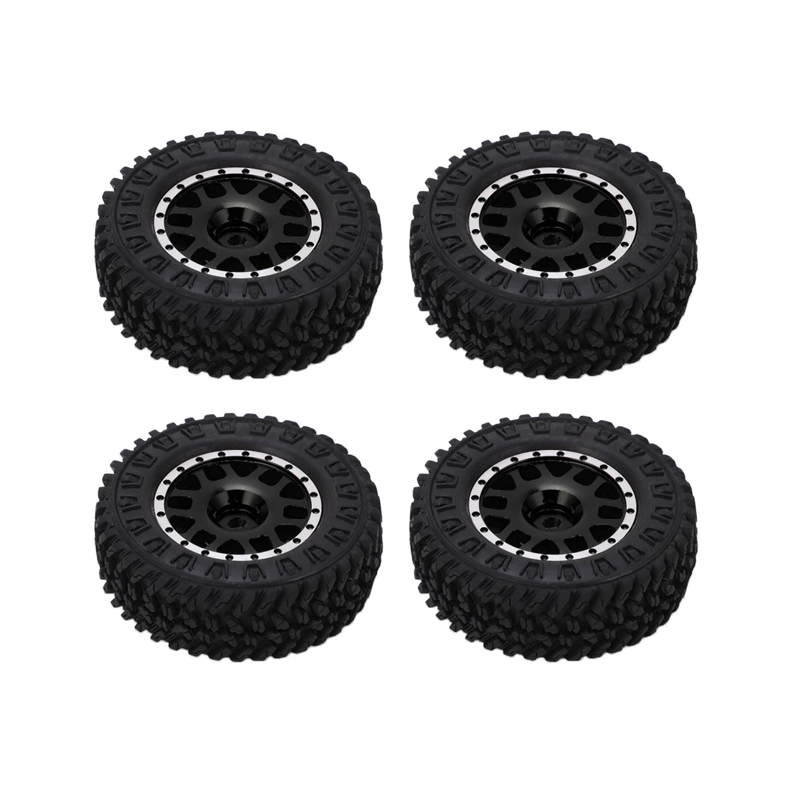 Pneus 1/10 échelle Lot De 4 Pneus En Caoutchouc Pour Voiture RC échelle 1/10, 1/14, 1/16, 1/18 - HSP, WLtoys - Noir Pneus RC Voiture