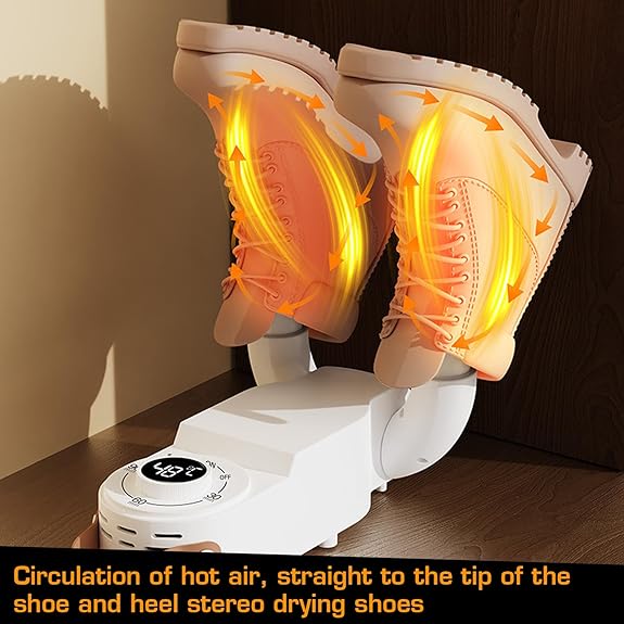 Sèche-chaussures électrique Pliable Avec Minuterie - Séchoir 150W Pour Chaussures, Gants, Chaussettes, Chapeaux - 360° Air Chaud, Sécurité Ignifuge