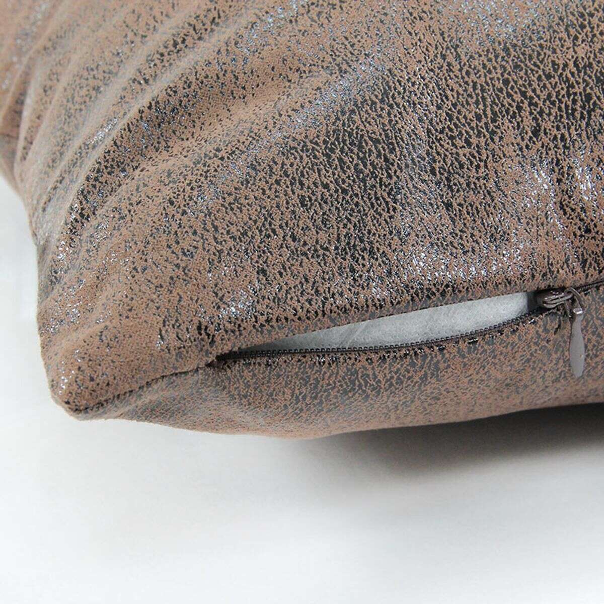 Coussin aspect cuir marron 40x40cm HAVANE - 3