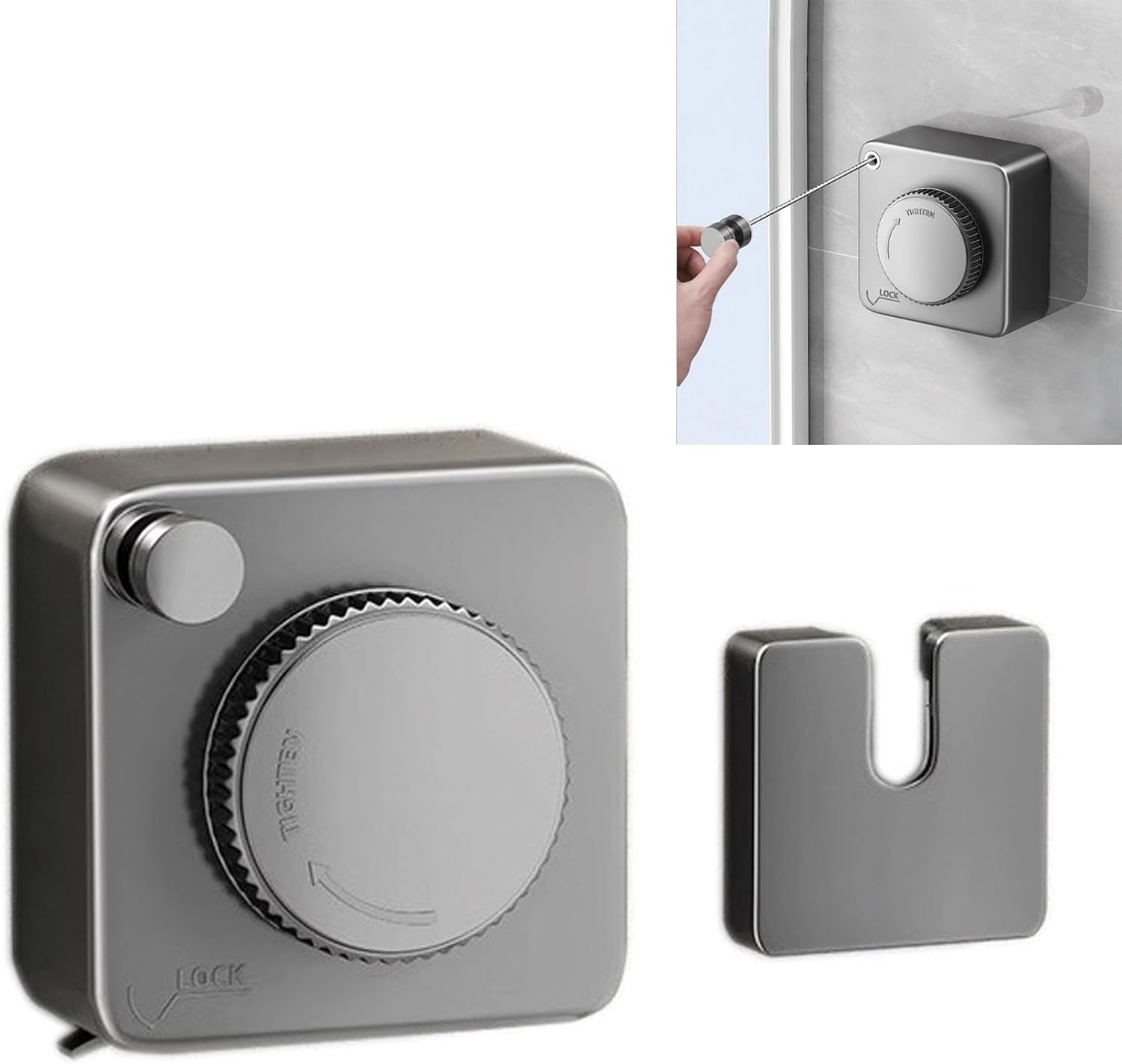 MUSTORN Corde à linge rétractable pour intérieur et extérieur - Ne s'affaisse pas - Très résistante - Fixation murale - 4,5 m - Carré - Gris