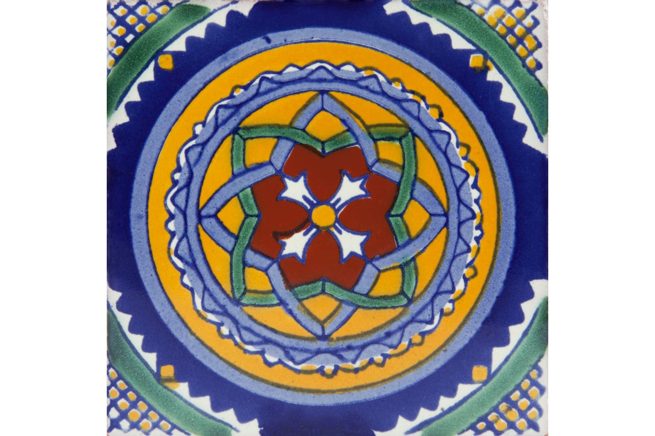 100 carreaux mexicains Talavera faits main, terre cuite et bleu