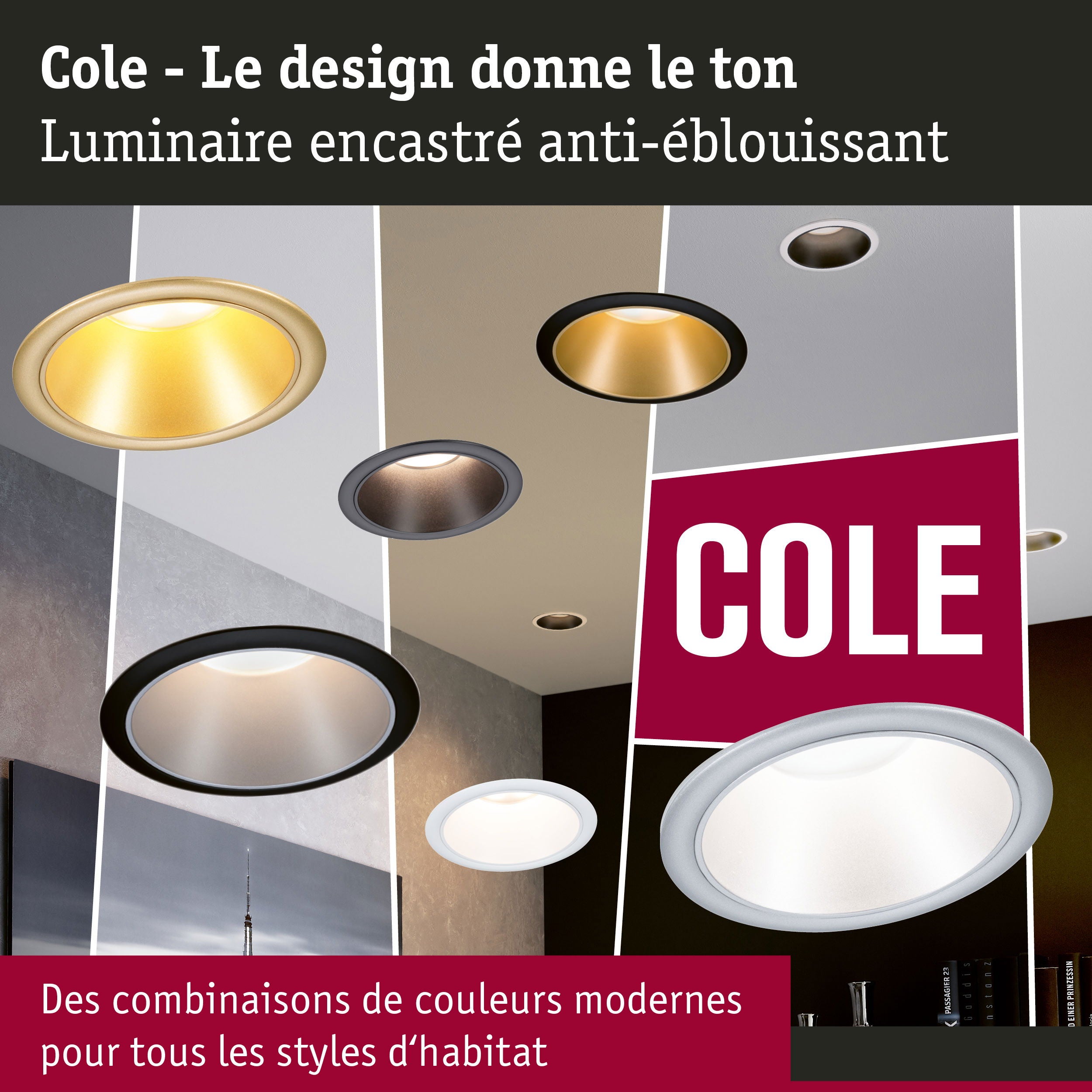 Spot encastré LED 3-Step-Dim Cole Coin Kit de 6 IP44 rond 88 mm Coin 6x6W 6x470lm 230V gradable 2700K Argent mat - 5