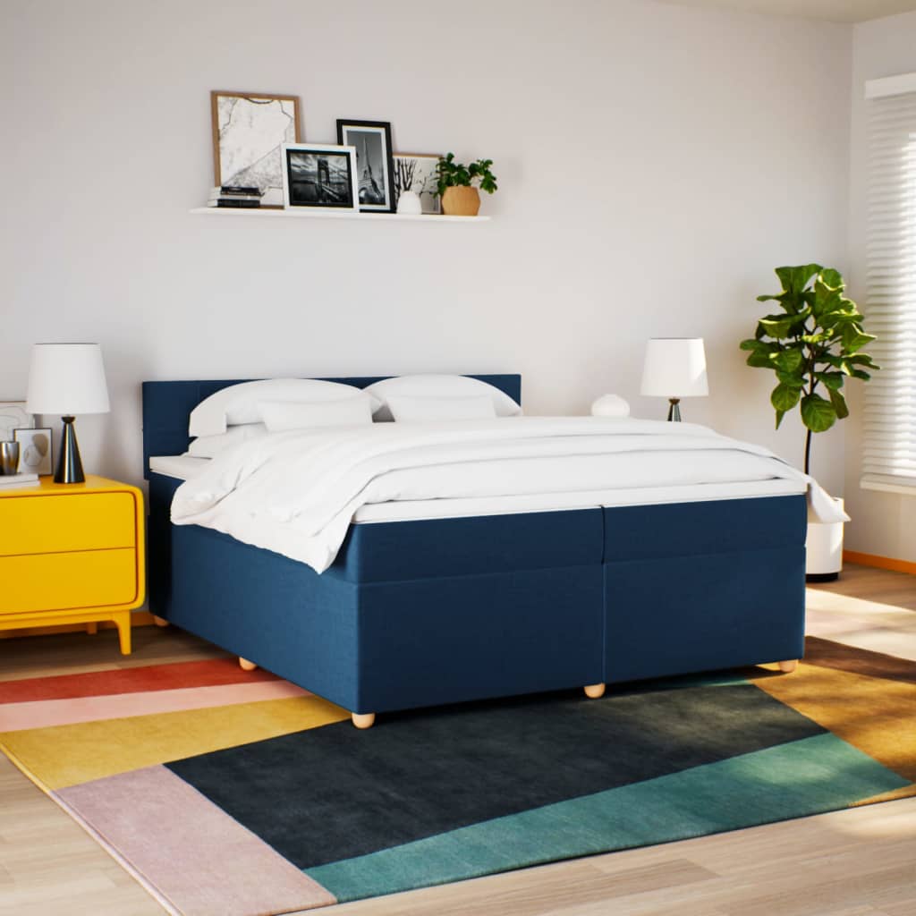 Maison Exclusive - Sommier à lattes de lit avec matelas Bleu 200x200 cm Tissu - 3