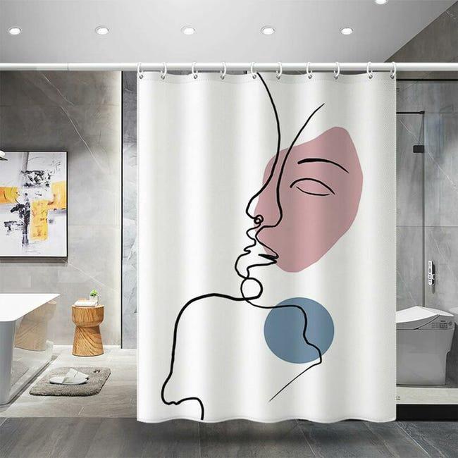 EXIN DEHCEN Rideau De Douche Anti-Moisissure 180x200 Cm – PEVA Transparent Galets 3D, Imperméable Avec Aimants Et 12 Crochets