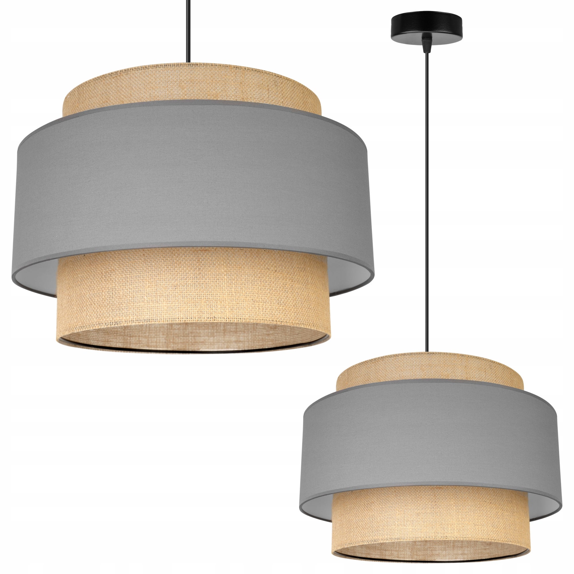 Lampa sufitowa wisząca Boho loft 1xE27 abażur juta 40cm szary Light Home LH