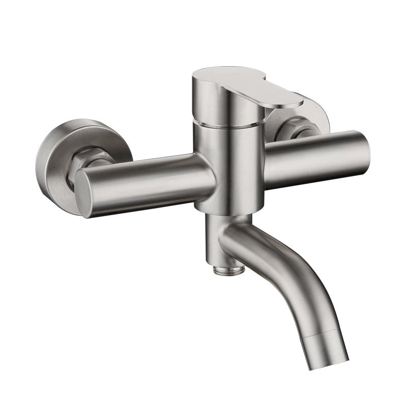 de bains d’acier inoxydable robinets à bac de douche le mur de la salle de bain en triple robinet d’un mélange de vannes sombre - 4
