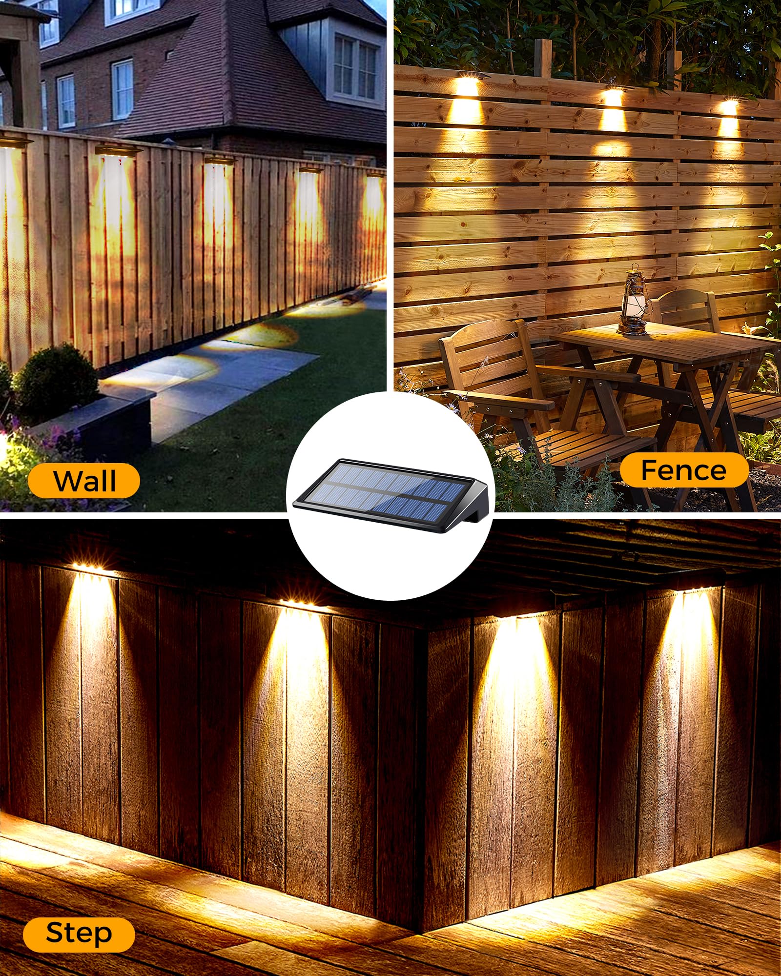 A cerca solar ilumina o diodo emissor de luz exterior, luzes solares da plataforma de 8 blocos para fora IP65 impermeável, luzes solares da parede - 8