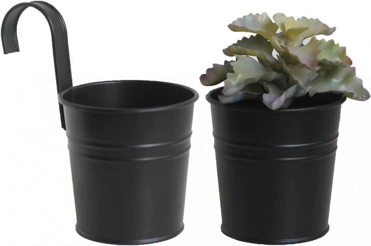 4 Pièces Pots de Fleurs à Suspendre, Trou de Drainage au Fond, Crochet Amovible, pour Décorer Les Jardins et Les Balcons - 3