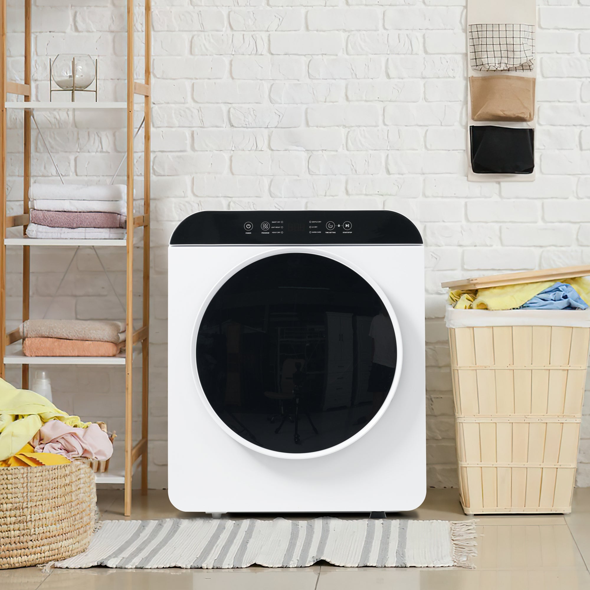 Suszarka bębnowa ścienna z wywiewem, 3 kg / 830 W, z 6 programami - Klasa energetyczna G - 49 x 43,5 x 59 cm - Kolor biały - 9