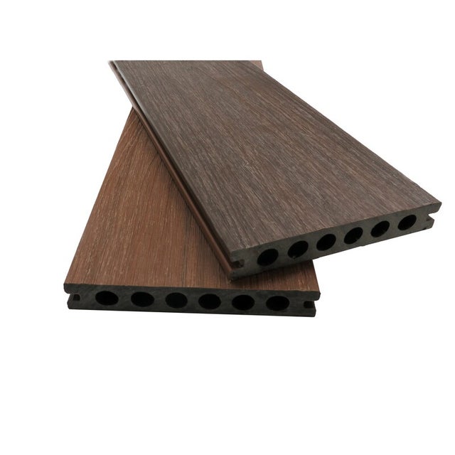 Lame de terrasse composite alvéolaire coextrudé biface Supra - Ambre/Chêne foncé, 23mm, 14,5cm, 360cm