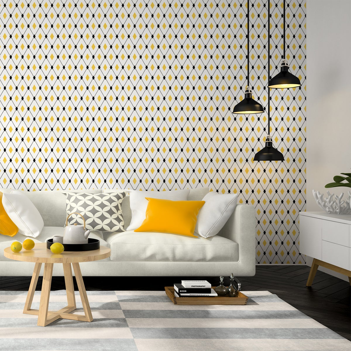 Vinilo papel pintado escandinavo amalrik - adhesivo de pared - revestimiento sticker mural decorativo - 50x50cm
