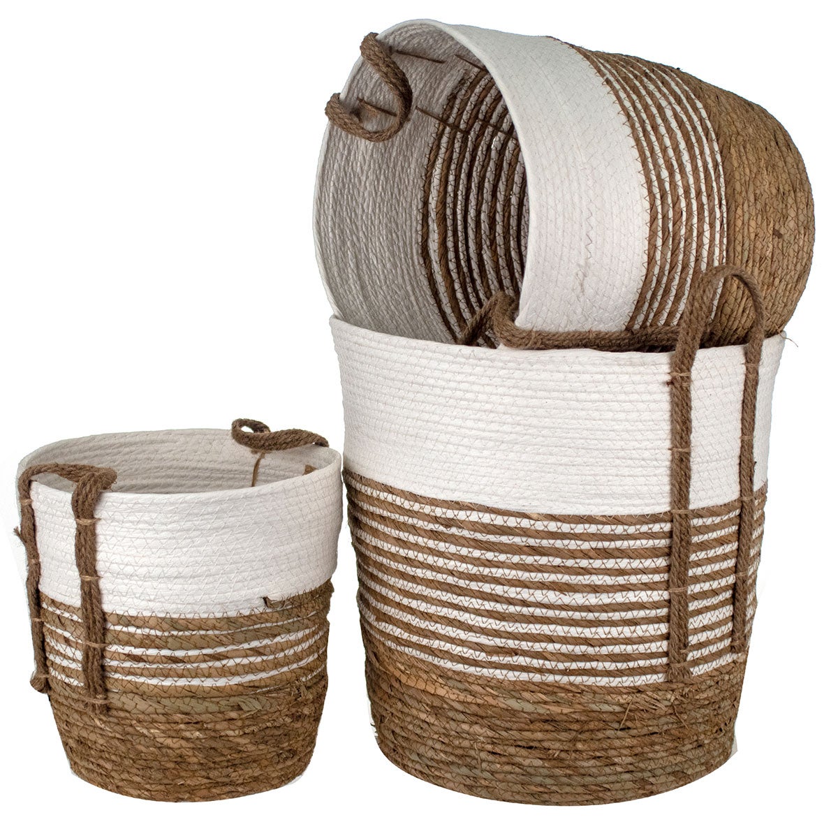 Signes grimalt by sigris - cestas mimbre | cestos mimbre decoracion - pack de 3, 40x31x39 cm