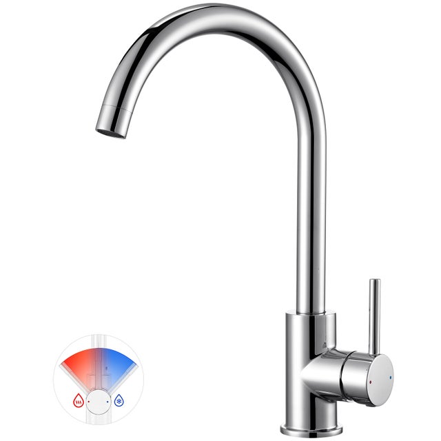 Cecipa max Mitigeur de Cuisine Chromé Robinet de Évier Rotatif à 360° Mitigeur Évier à Eau Froide et Chaude avec Barboteur Démotable