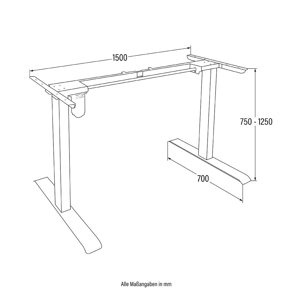 HOME DELUXE - Piètement de bureau AXION - Couleur : noir, dimensions : 150 x 125 x 70 cm, acier au carbone, avec prise USB et sac de rangement I - 2