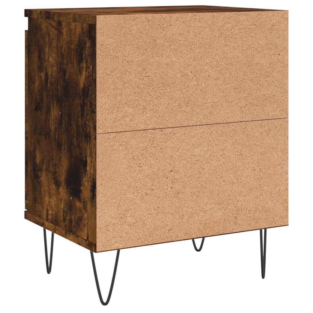 Table de chevet chêne fumé 40x30x50 cm bois d'ingénierie - 7