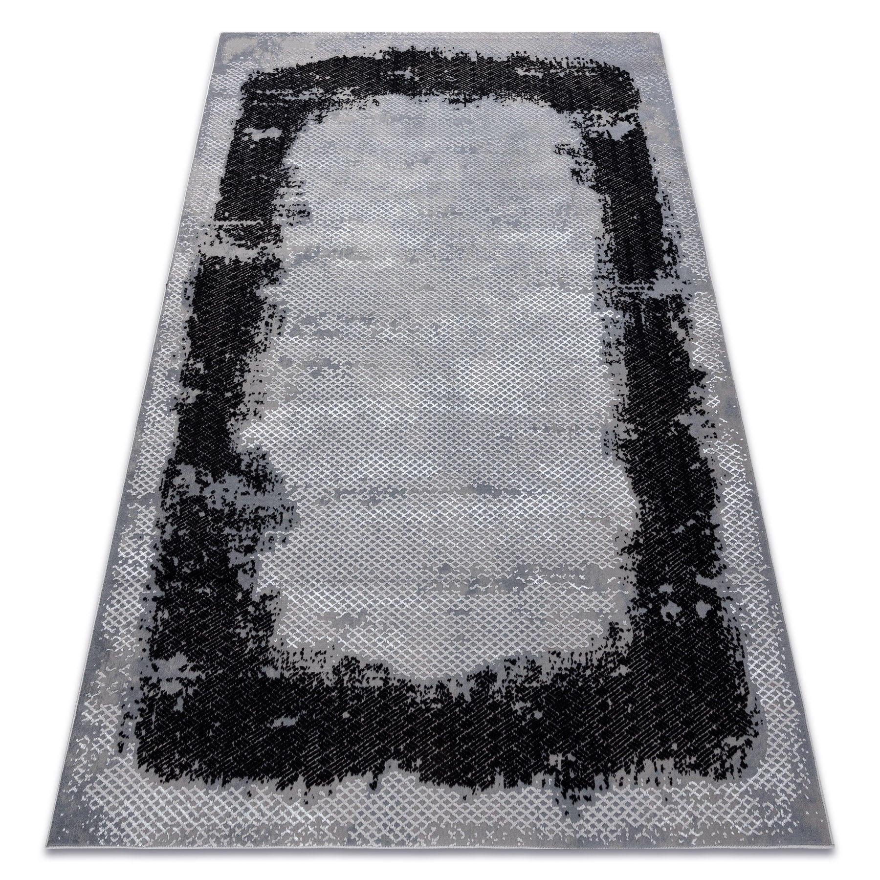 Alfombra core a004 marco, sombreado - estructural, dos niveles de vellón, negro / gris 160x220 cm