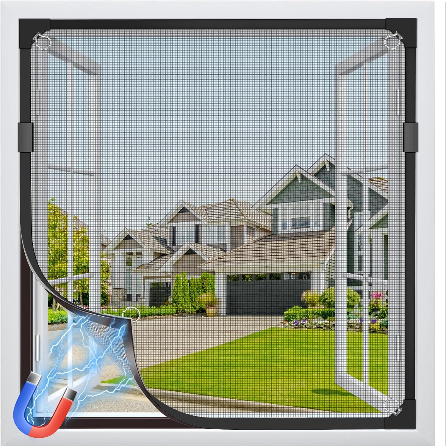 Mosquiteras de Ventanas Magneticas Ajustable 100 x 140 cm sin Taladrar Marco Magnético para Mosquitera Tela Mosquiteras de Ventanas para Marco de, Blanco Mosquiteras de Ventanas Magneticas Ajustable 100 x 140 cm sin Taladrar Marco Magnético para Mosquitera Tela Mosquiteras de Ventanas para Marco de, Blanco