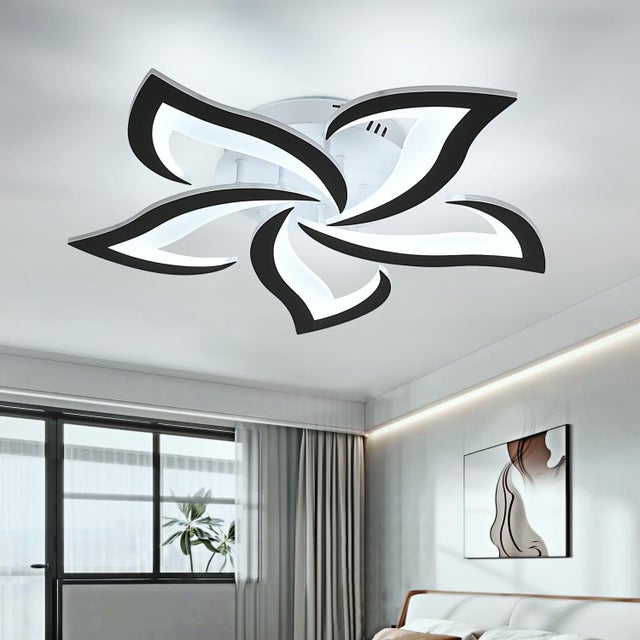 SENQIU Plafonnier LED, 60W 6750LM Lampe de Plafond LED Moderne, Blanc Chaud 3000K, Luminaire Plafonnier Intérieur Créatif Floral Design pour Salon Chambre Bureau Cuisine Couloir, 58CM