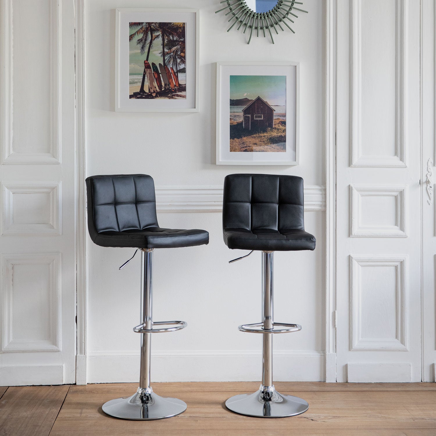 Lot de 2 tabourets de bar noir MIKE - 6