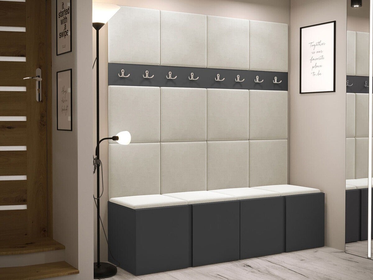 Conjunto para corredor Hartford 268, 186x168x46cm, Grafite, Placa de aglomerado laminado, Tecido, Montado nas parede, Colocado - 2