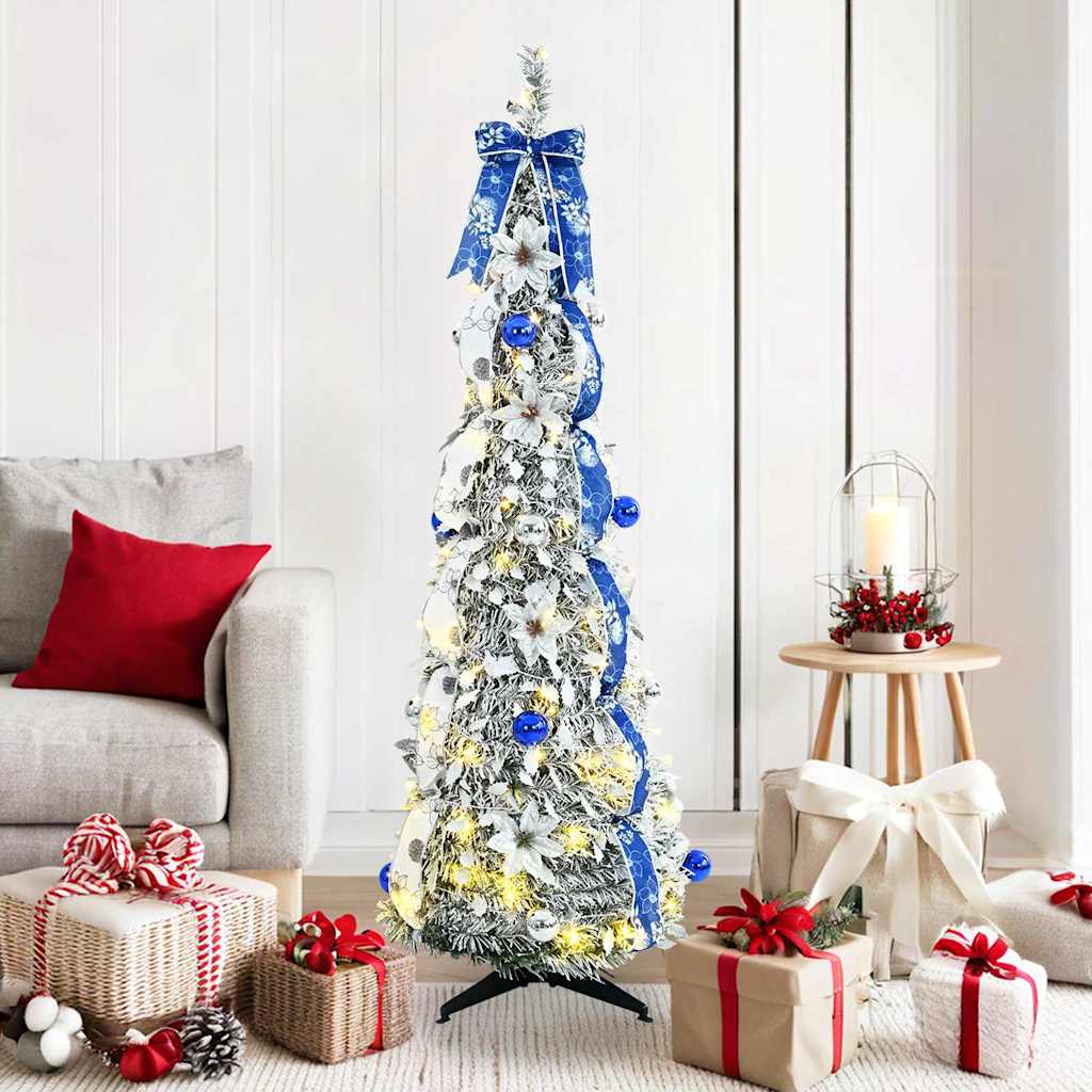 Sztuczna choinka z 100 diodami LED Zielony 150 cm PVC