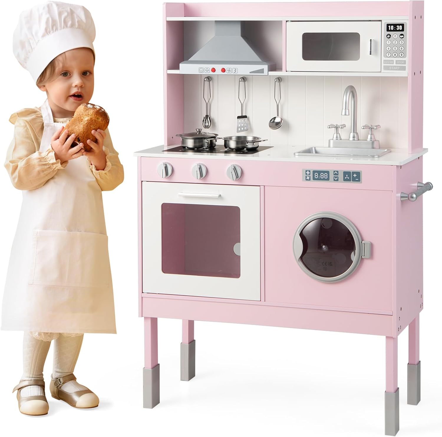Ensemble Complet de Cuisine pour Enfants avec 22 Pcs Outils en Acier Inoxydable de Qualité Alimentaire Jouet Éducatif de Préparation de Repas Réel pour Jeunes Chefs