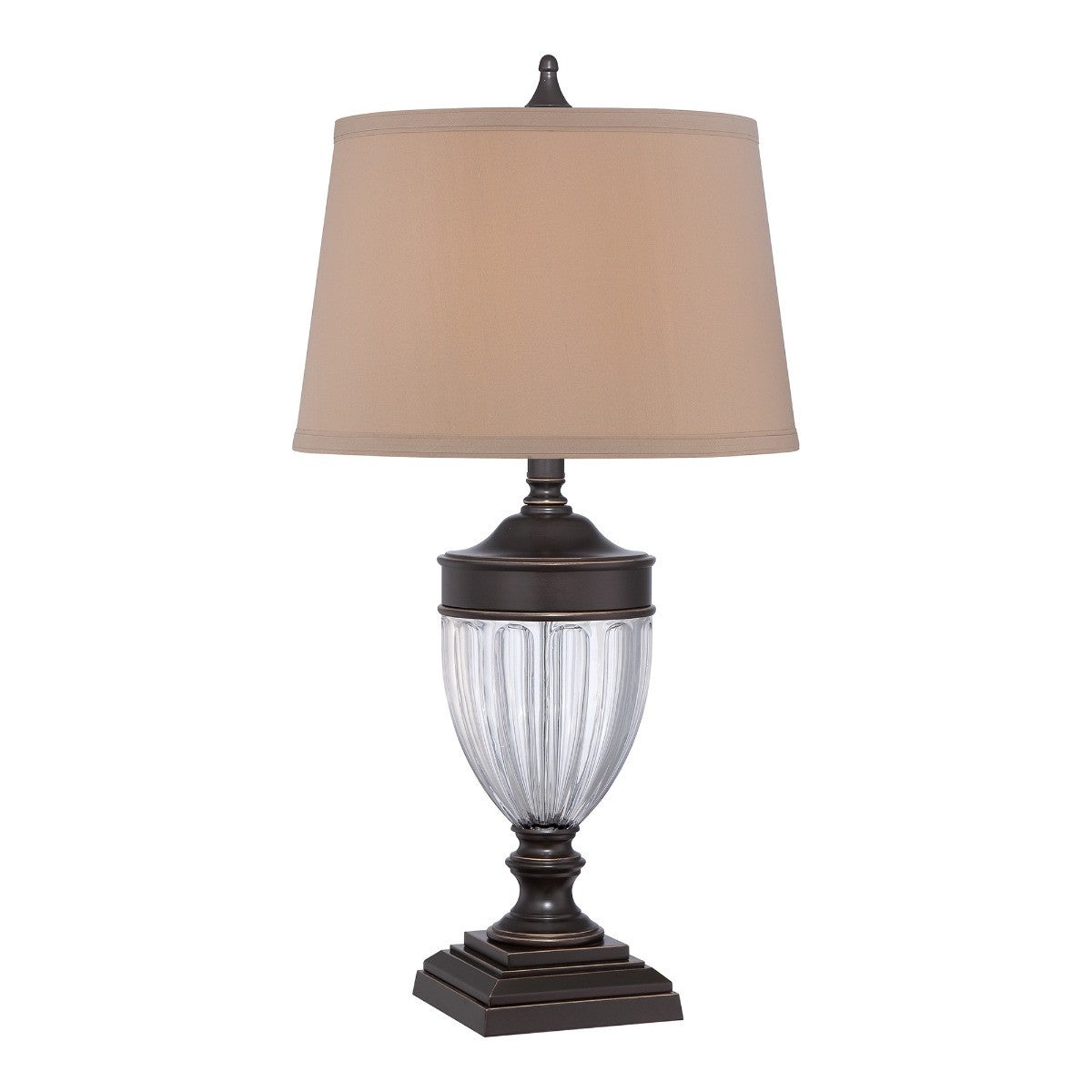 Lampa stołowa brąz palladiański kremowa Dennison E27 60W Quoizel
