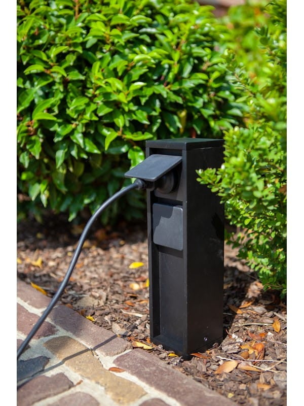 Słupek elektryczny ogrodowy 2xSCHUKO | IP54 czarny MAINS Lutec 9702201012