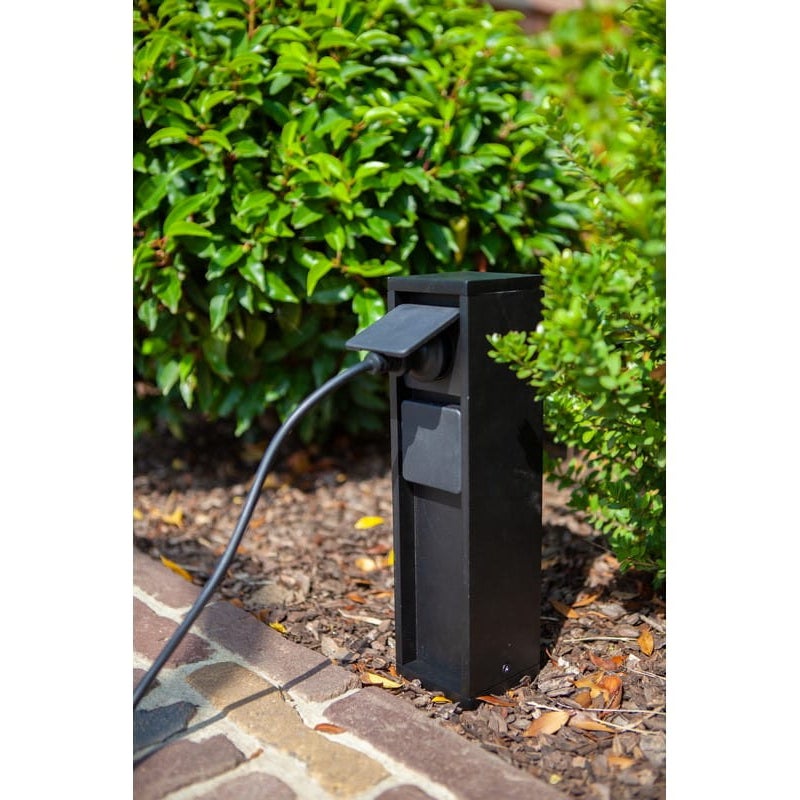 Słupek elektryczny ogrodowy 2xSCHUKO | IP54 czarny MAINS Lutec 9702201012