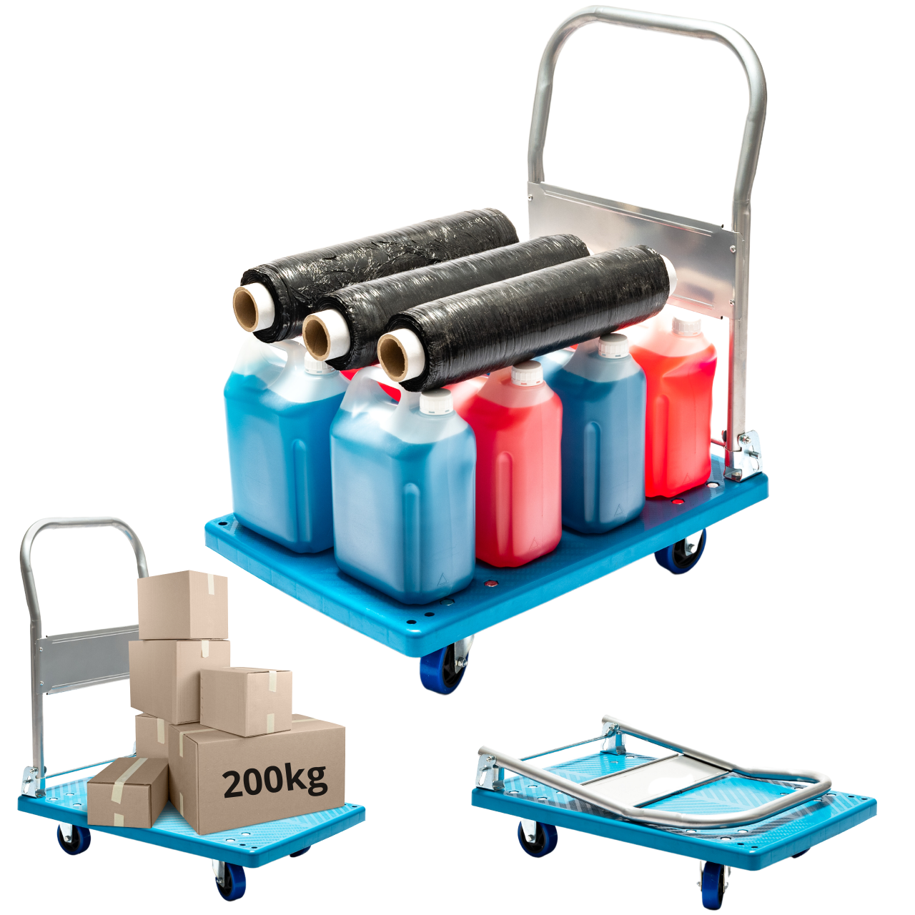 Wózek magazynowy transportowy platformowy składany 200 kg