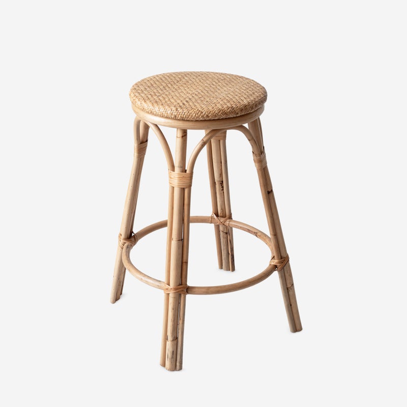 Stołek Rattan Ø35x70 cm – Wysoki, ręcznie wykonany z naturalnego rattanu