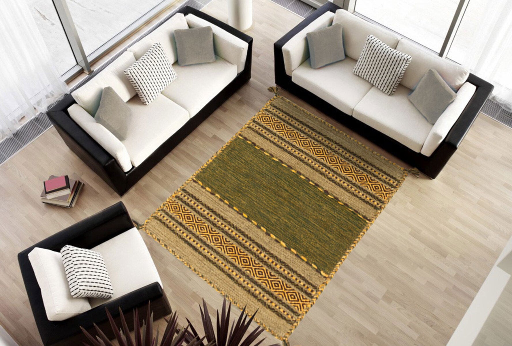 Kilim Lory tribal 100% bawełna, indyjski, ręcznie robiony 200x60 cm