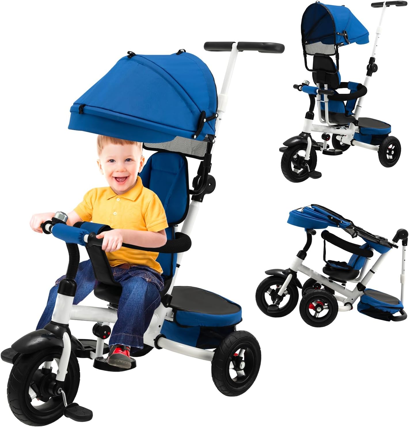 Tricycle Bébé Évolutif 5 En 1 Interbaby - Vélo Bébé De 1 à 5 Ans Gris - Transformable Avec Pédales Amovibles
