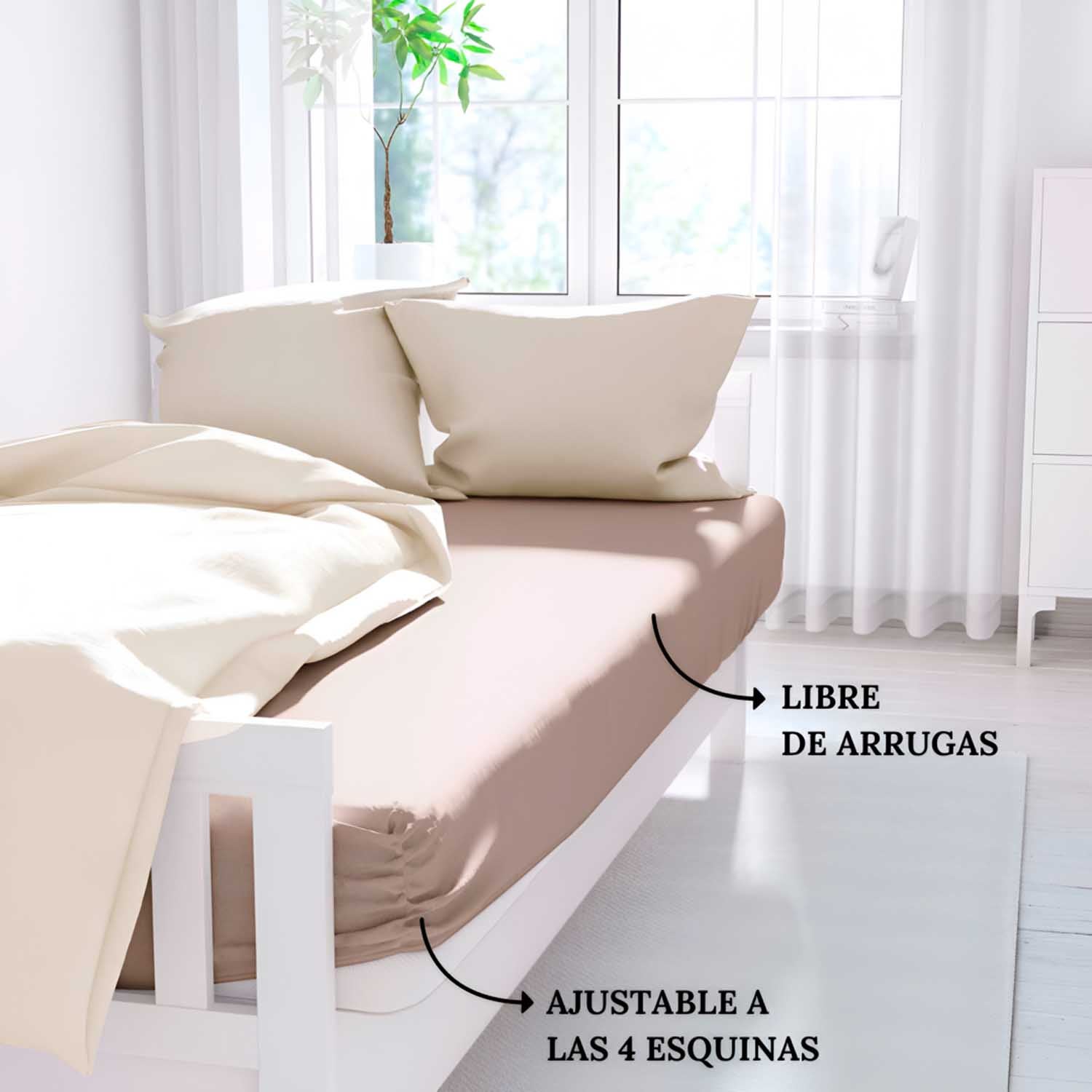 ICEHOME - Lençol de cama 150 - Poliéster de microfibra - BEIGE - 3