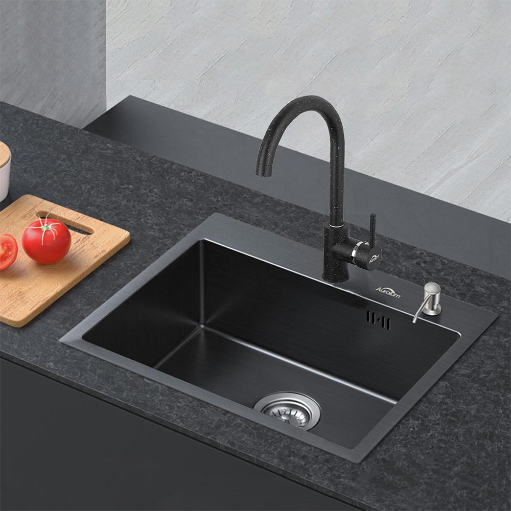 Robinet Mitigeur De Cuisine Oreks, Noir Mat, Rotatif 360°, Pour évier Ou Lavabo