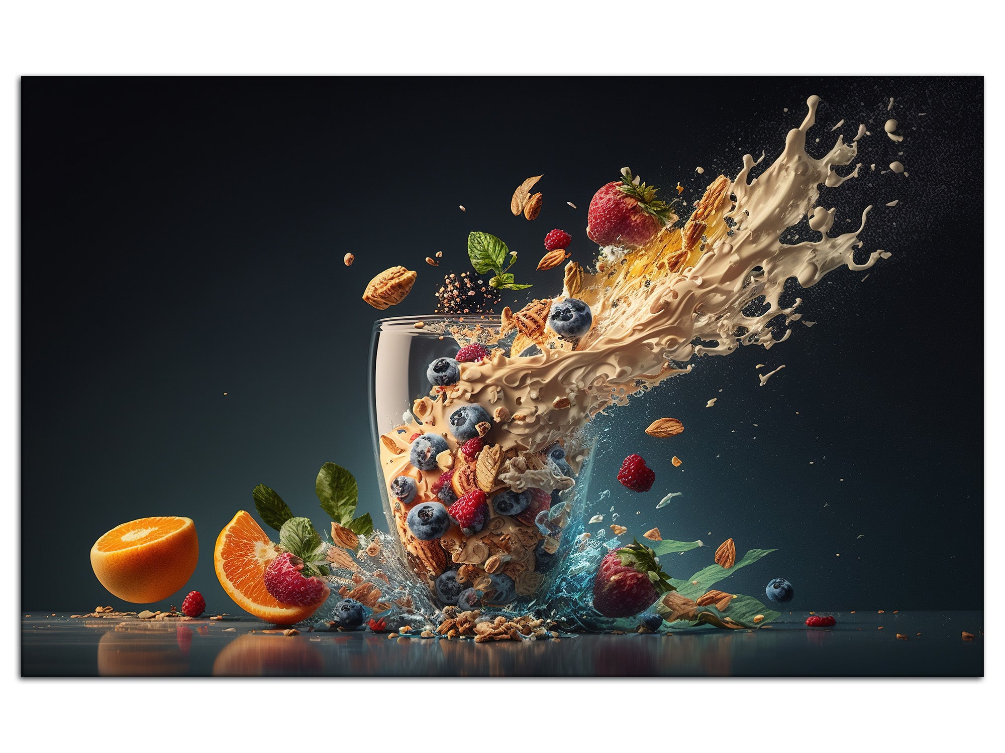 DECLINA, Tableau toile imprimée cuisine, Tableau toile Art déco smoothie givré, 50x30 cm - 2