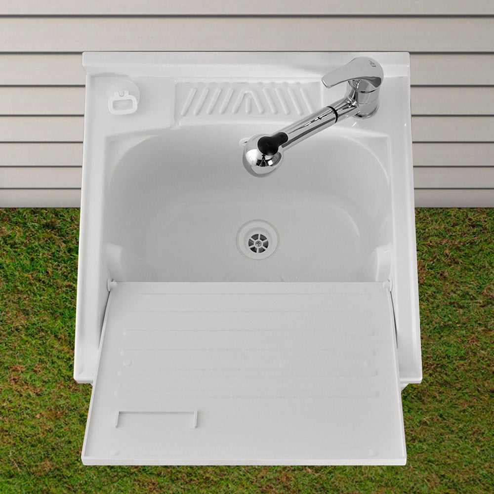 Mobile lavatoio Olimpo da esterno bianco con vasca, asse e kit scarico - 3