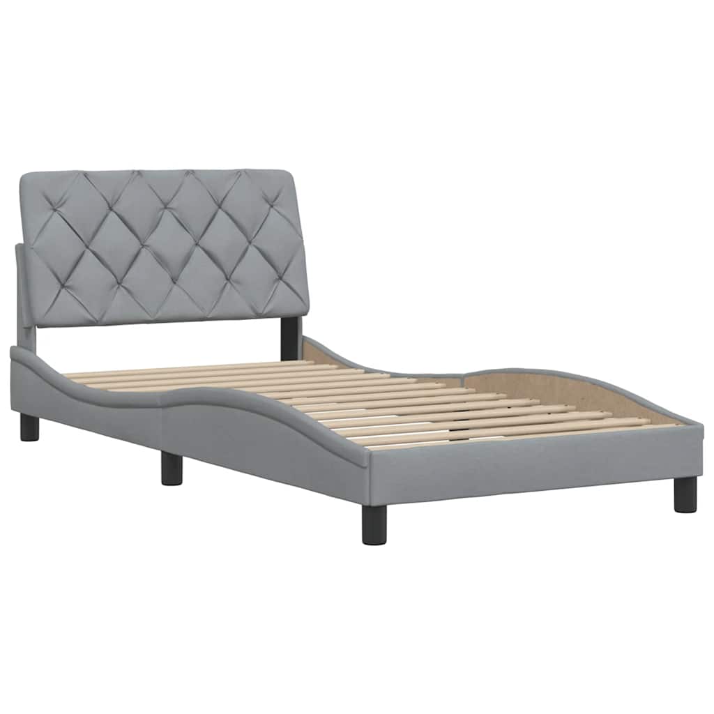 Cadre de lit sans matelas, en tissu, gris clair, pour la chambre, 100 × 200 cm - 4
