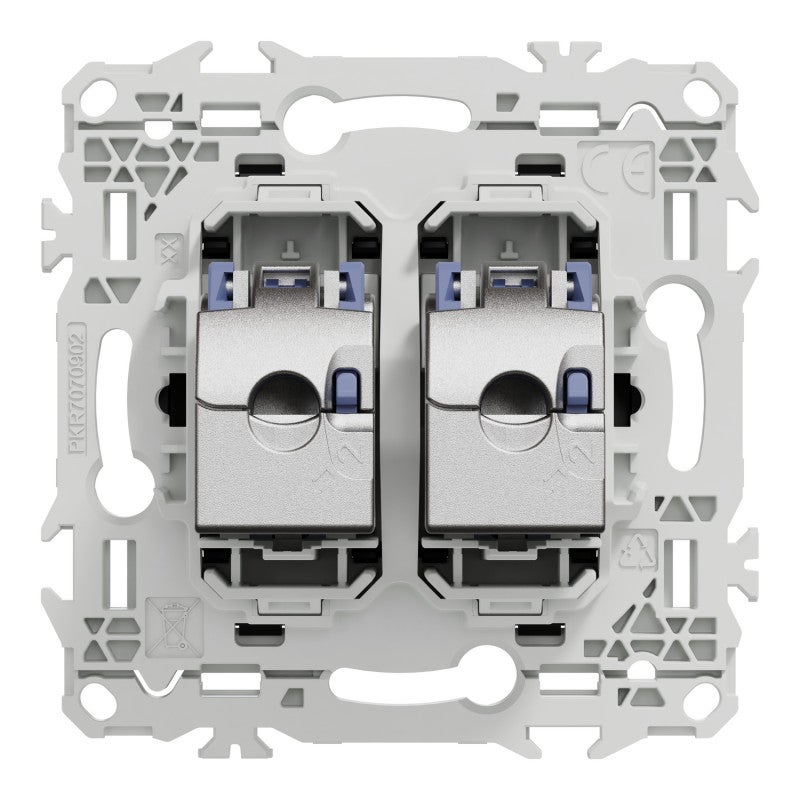 Prise double RJ45 Odace Schneider Electric - Cat.6 - STP - Noir Onyx - 5