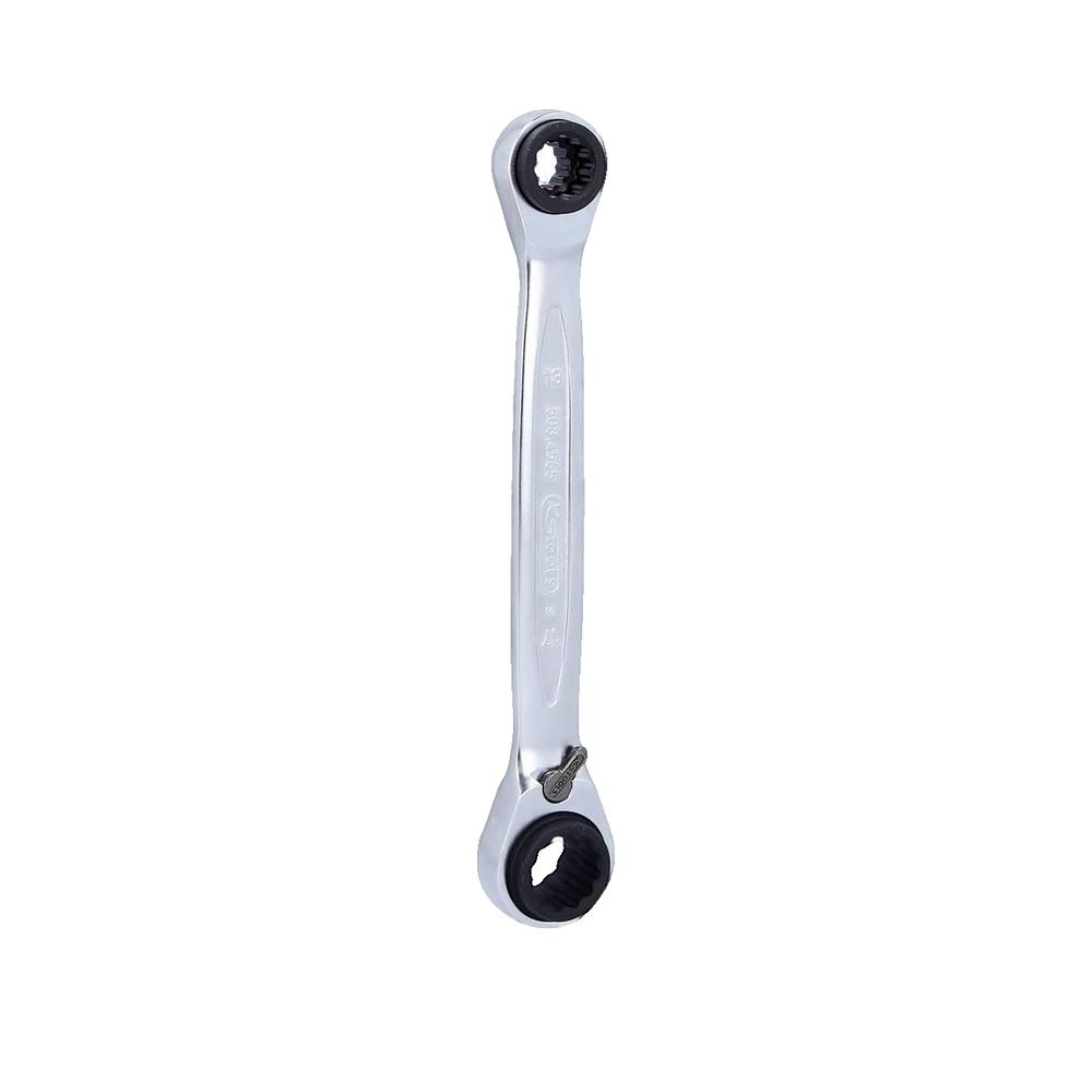 Klucz grzechotkowy KS Tools podwójny 4 w 1, profil FlankTraction 12 punktów, mechanizm 72 zęby