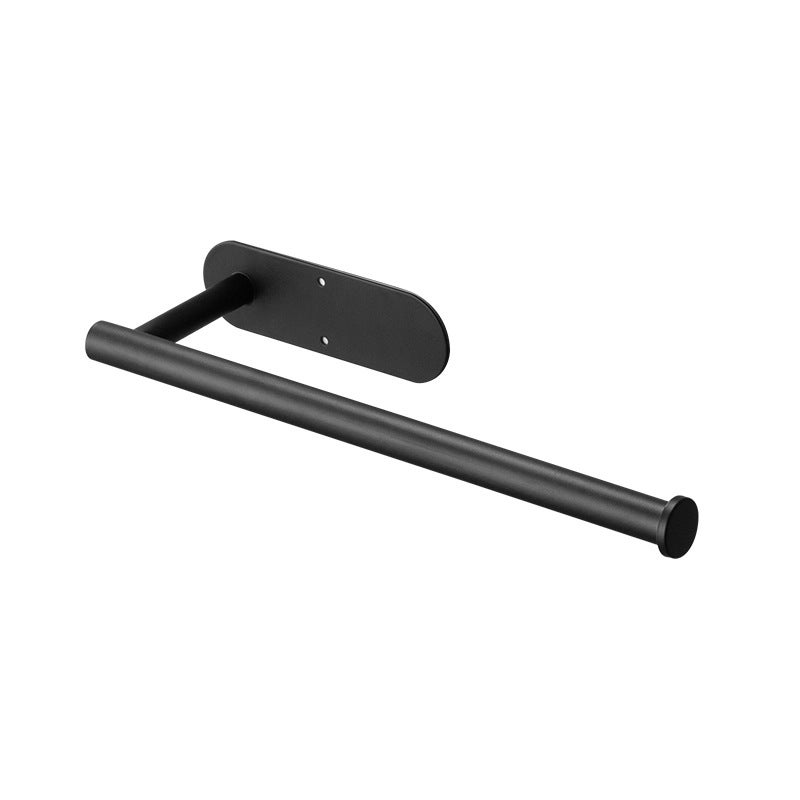 Uchwyt na papier toaletowy ze stali nierdzewnej, czarny, długość 34 cm, montaż ścienny do łazienki i kuchni, możliwość przyklejenia do ściany bez wier