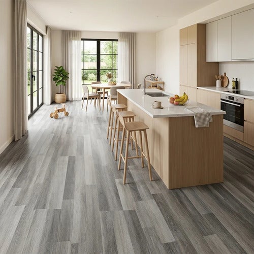 Arquiservi - Pavimento Vinílico Sintasol em Rolo 1x25m (25m²) para Cozinhas e Quartos. Impermeável, flexível e antiderrapante. Cor Cinza Teca
