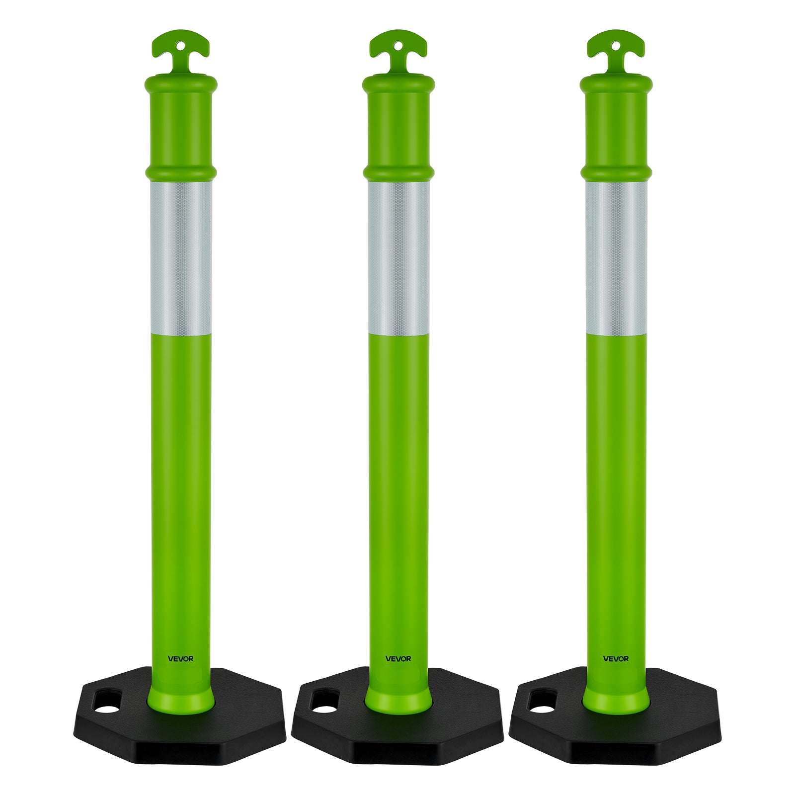 VEVOR 3 x Słupki bariery drogowej z obciążoną podstawą 114 cm, zielone