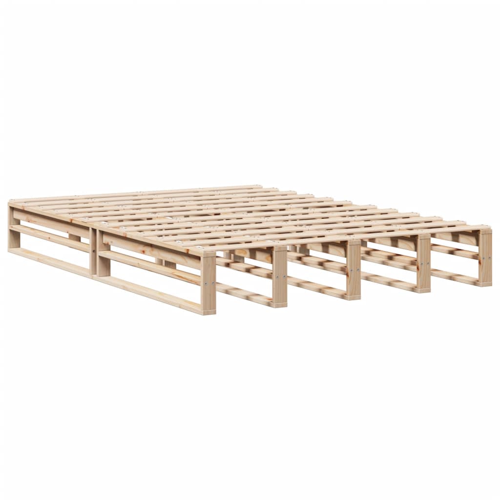 Cadre de lit sans matelas en bois de pin massif pour la chambre, 150 × 200 cm - 3